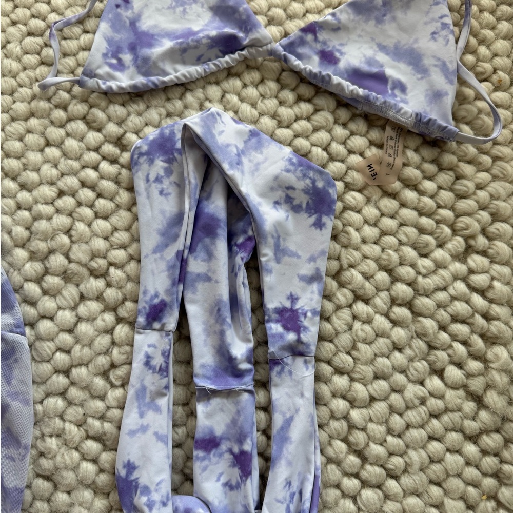 SHEIN Purple Tie-Dye Bikini with Triangle Top - Picture 3 of 5